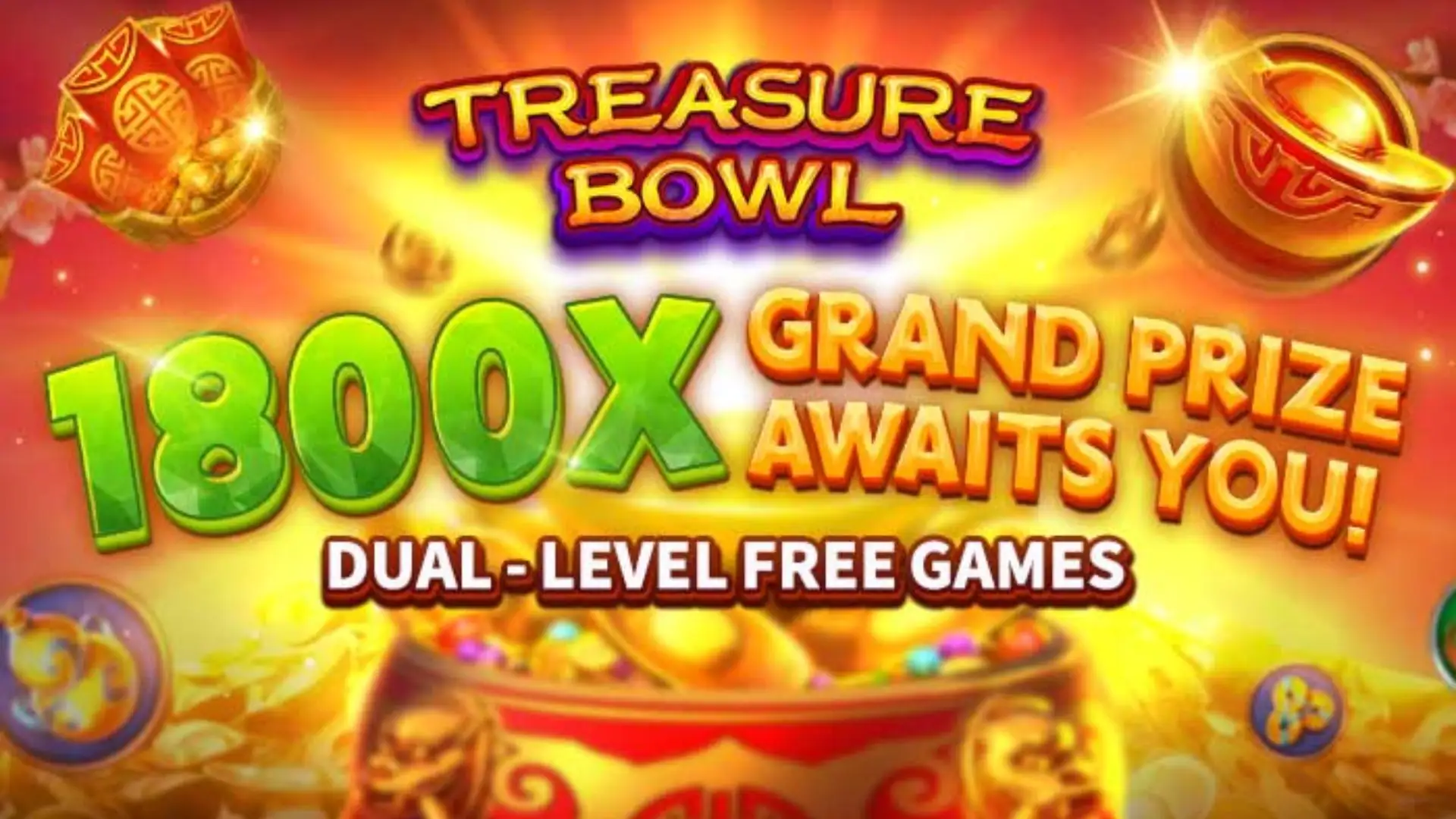 Multiplicadores Treasure Bowl 55m - 7777x Máximo com Tigela Dourada